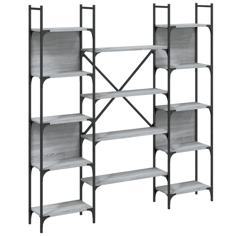 vidaXL szürke sonoma színű szerelt fa könyvespolc 155,5x24x166,5 cm