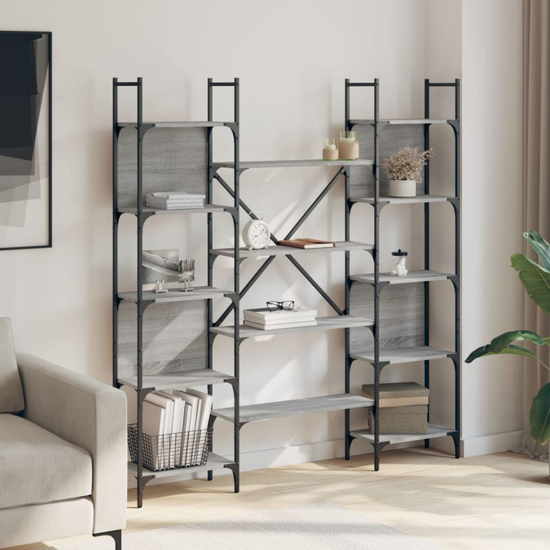 vidaXL szürke sonoma színű szerelt fa könyvespolc 155,5x24x166,5 cm