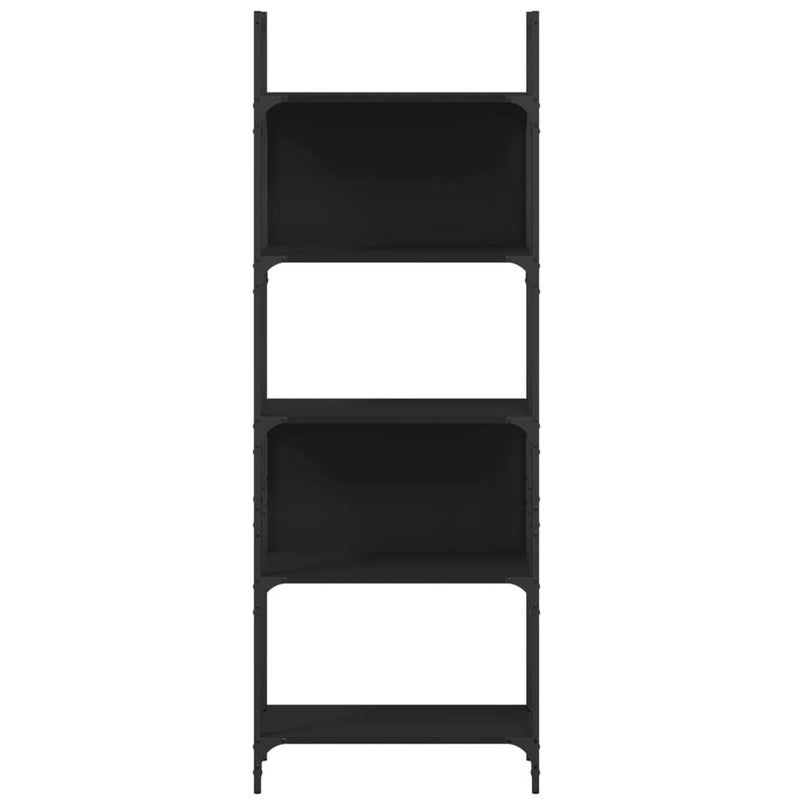 vidaXL 5 szintes fekete szerelt fa könyvespolc 60,5x24x166,5 cm