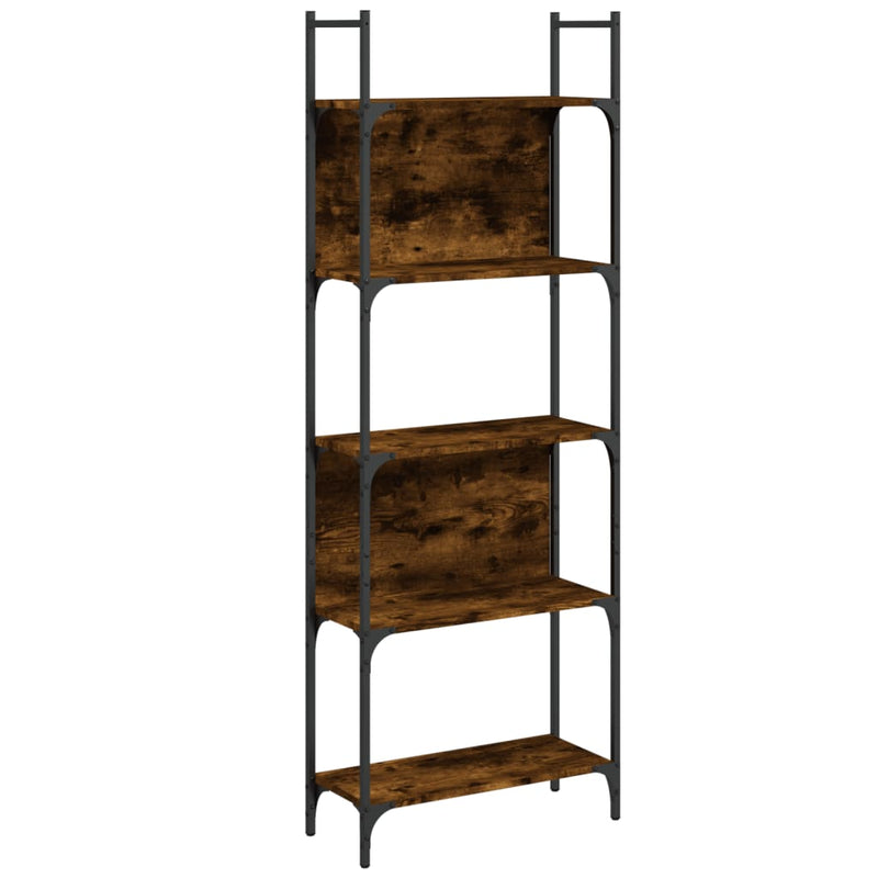 vidaXL 5 szintes füstös tölgy szerelt fa könyvespolc 60,5x24x166,5 cm
