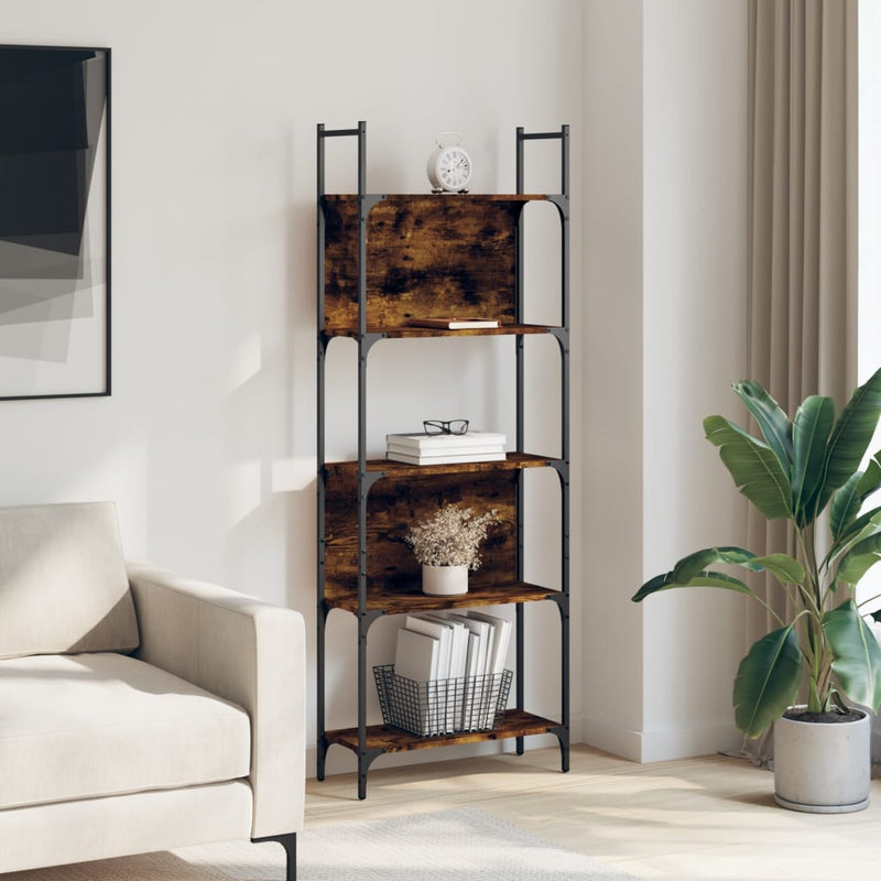 vidaXL 5 szintes füstös tölgy szerelt fa könyvespolc 60,5x24x166,5 cm