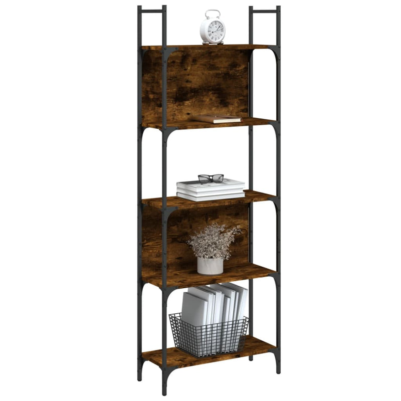 vidaXL 5 szintes füstös tölgy szerelt fa könyvespolc 60,5x24x166,5 cm