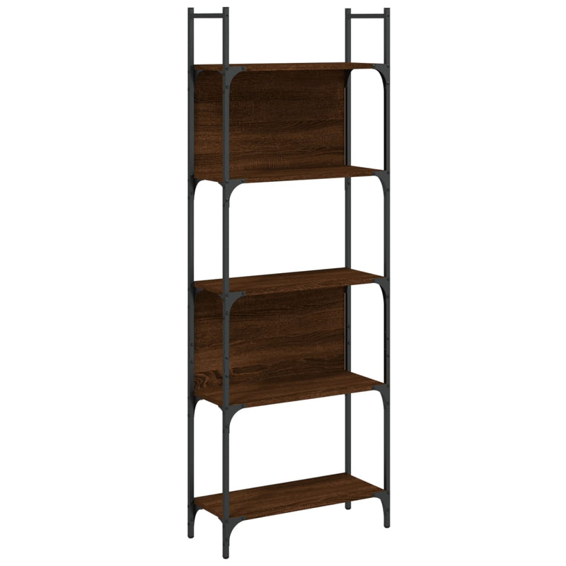 vidaXL 5-szintes barna tölgy szerelt fa könyvespolc 60,5x24x166,5 cm
