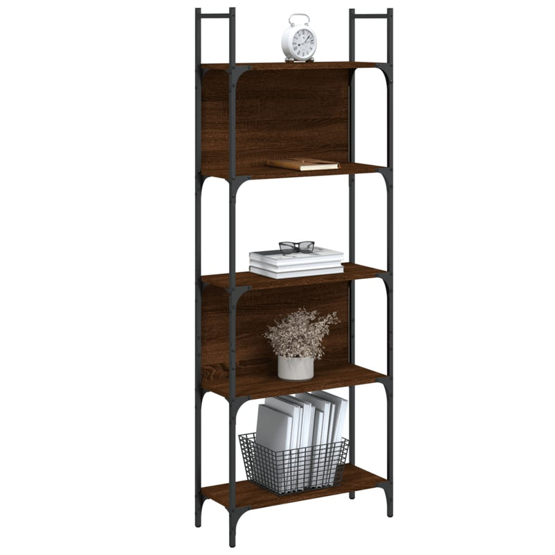 vidaXL 5-szintes barna tölgy szerelt fa könyvespolc 60,5x24x166,5 cm