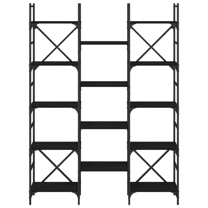 vidaXL fekete szerelt fa könyvespolc 127,5x28,5x172,5 cm