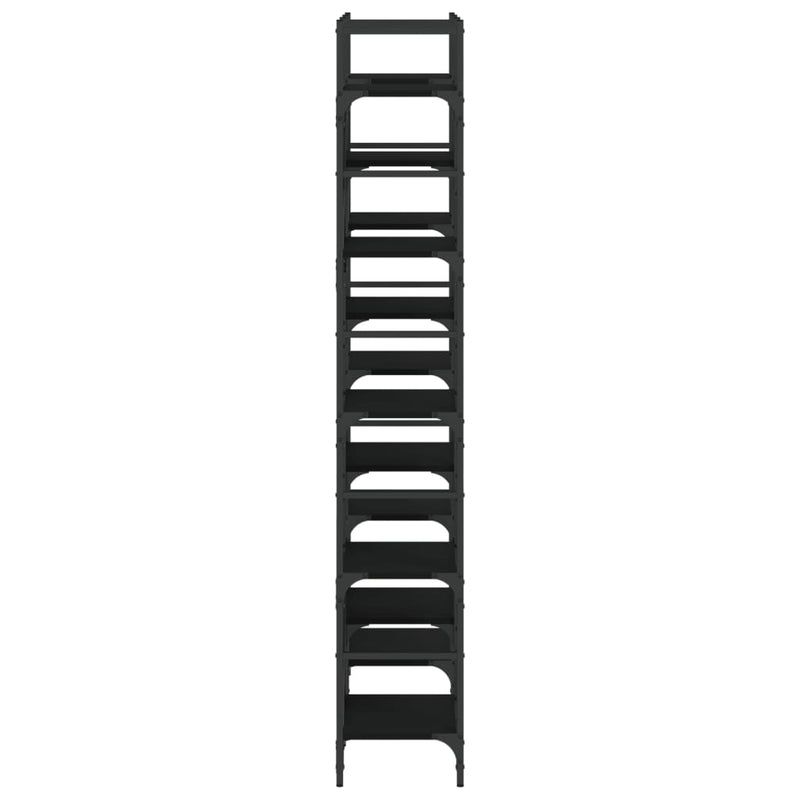 vidaXL fekete szerelt fa könyvespolc 127,5x28,5x172,5 cm