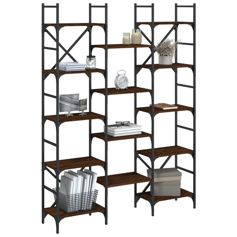 vidaXL barna tölgyszínű szerelt fa könyvespolc 127,5x28,5x172,5 cm