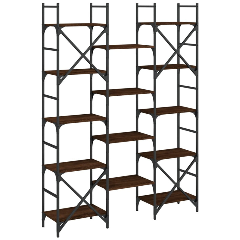 vidaXL barna tölgyszínű szerelt fa könyvespolc 127,5x28,5x172,5 cm