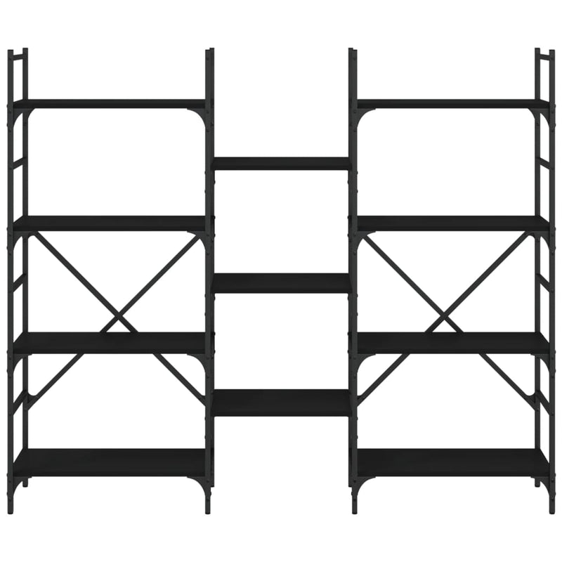 vidaXL fekete szerelt fa könyvespolc 160x28,5x136,5 cm