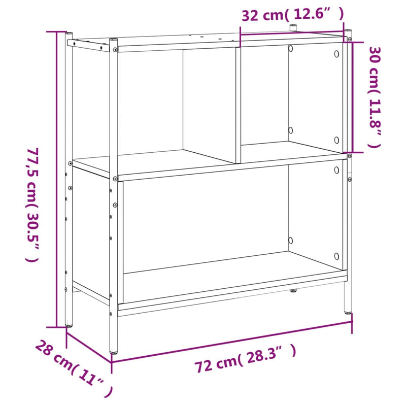 vidaXL füstös tölgy színű szerelt fa könyvszekrény 72 x 28 x 77,5 cm