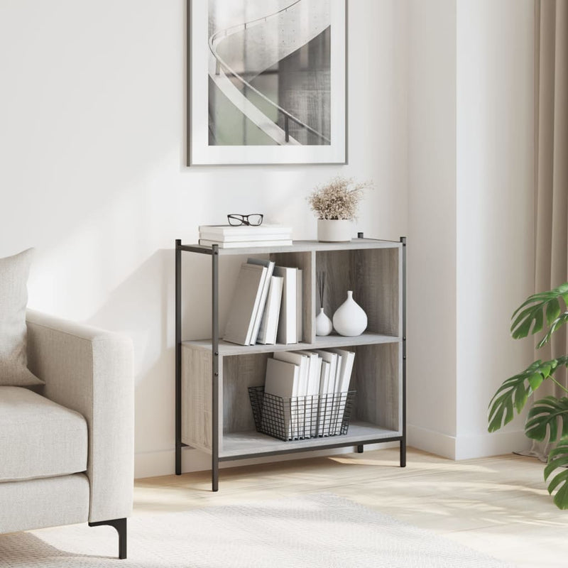 vidaXL szürke sonoma színű szerelt fa könyvespolc 72 x 28 x 77,5 cm