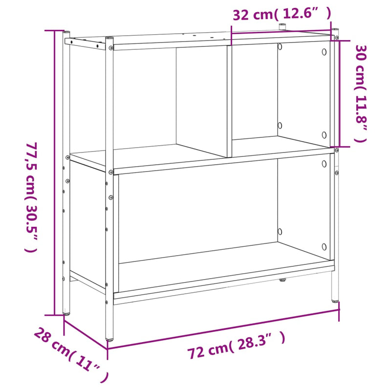 vidaXL szürke sonoma színű szerelt fa könyvespolc 72 x 28 x 77,5 cm