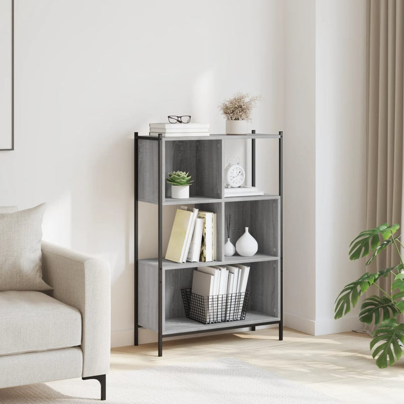 vidaXL szürke sonoma színű szerelt fa könyvespolc 72x28x109 cm