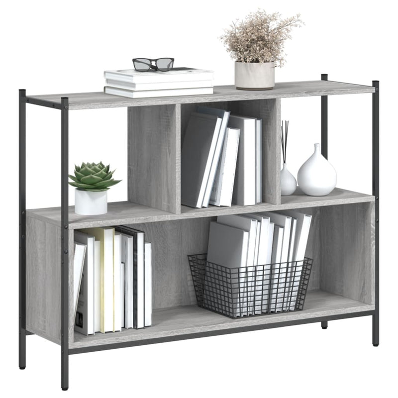 vidaXL szürke sonoma színű szerelt fa könyvespolc 102x28x77,5 cm