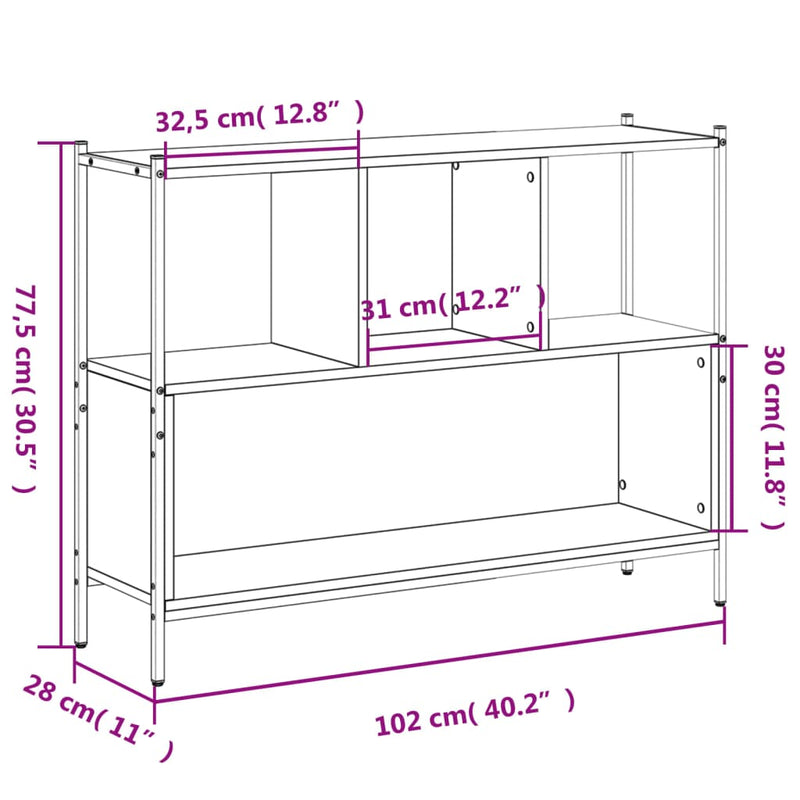 vidaXL barna tölgy színű szerelt fa könyvszekrény 102x28x77,5 cm