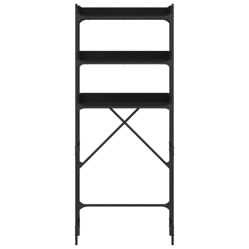 vidaXL fekete szerelt fa mosógéppolc 67 x 25 x 163 cm