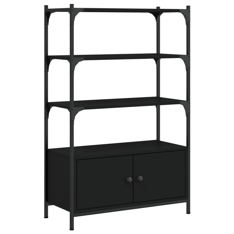 vidaXL 3 szintes fekete szerelt fa könyvespolc 70 x 30 x 109,5 cm