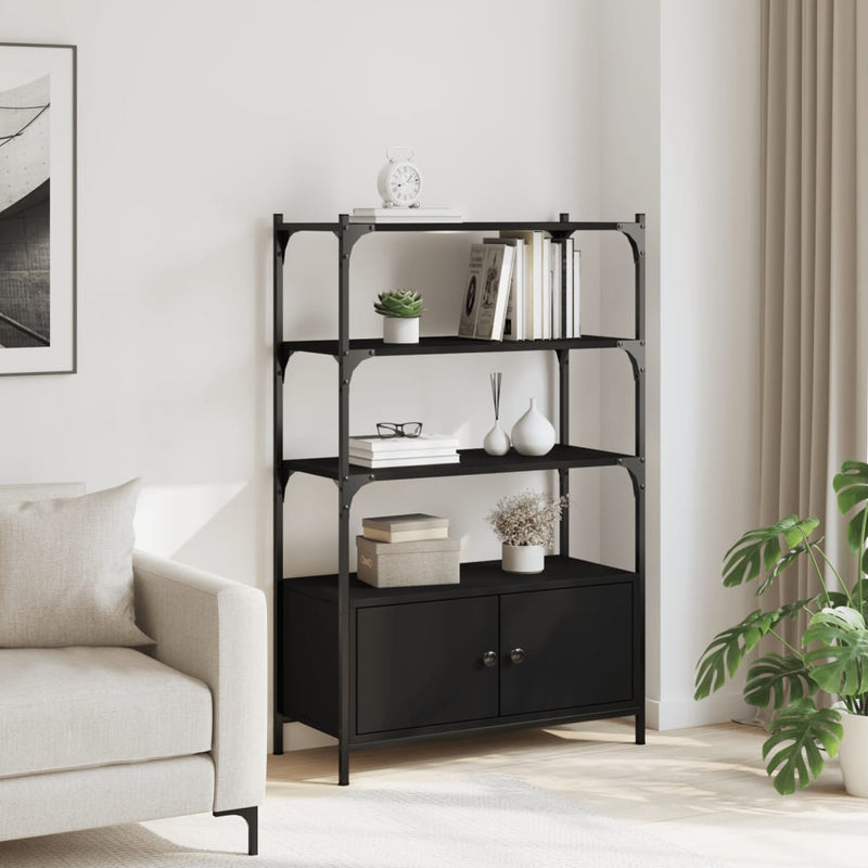 vidaXL 3 szintes fekete szerelt fa könyvespolc 70 x 30 x 109,5 cm