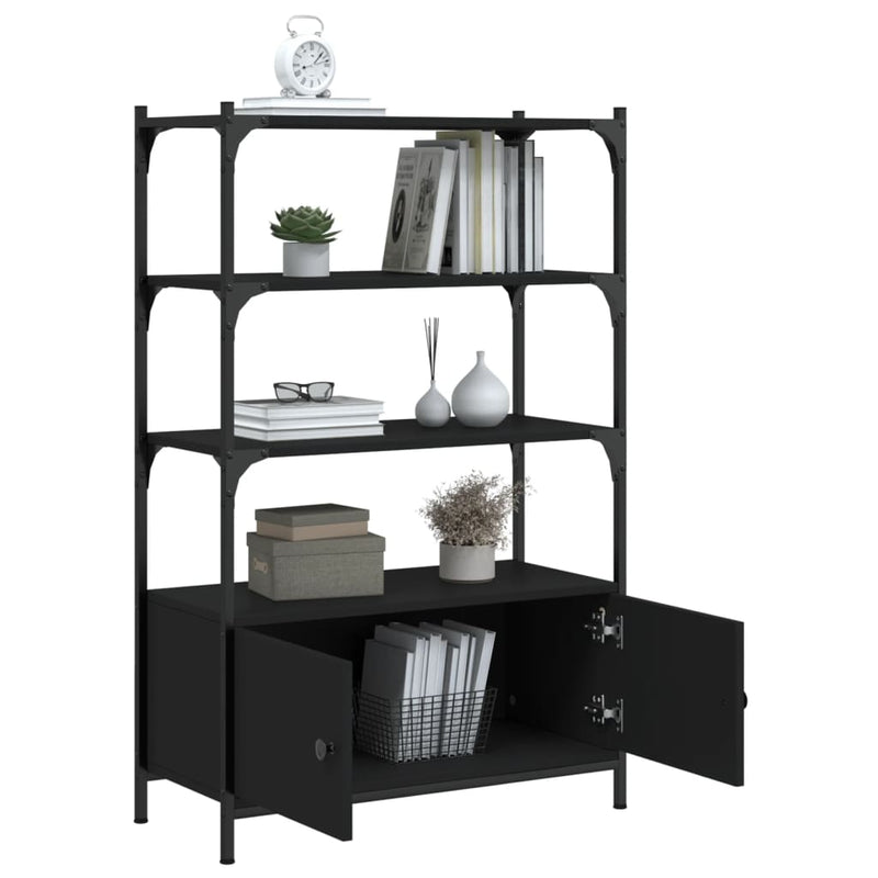 vidaXL 3 szintes fekete szerelt fa könyvespolc 70 x 30 x 109,5 cm