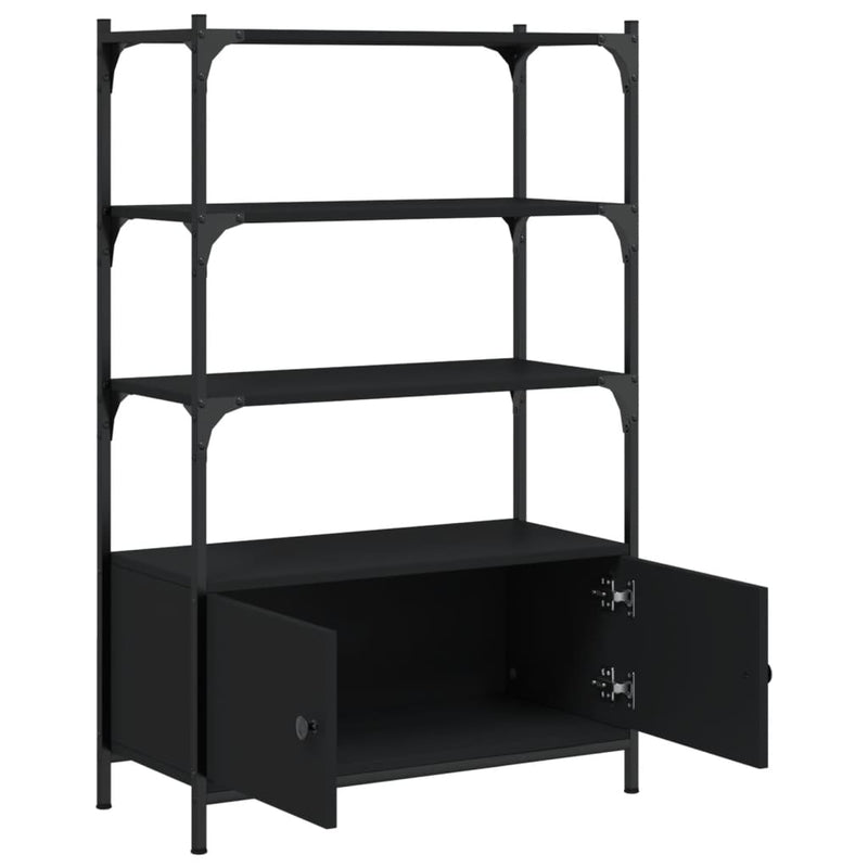 vidaXL 3 szintes fekete szerelt fa könyvespolc 70 x 30 x 109,5 cm