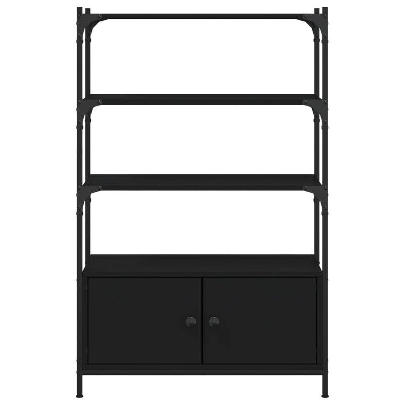 vidaXL 3 szintes fekete szerelt fa könyvespolc 70 x 30 x 109,5 cm