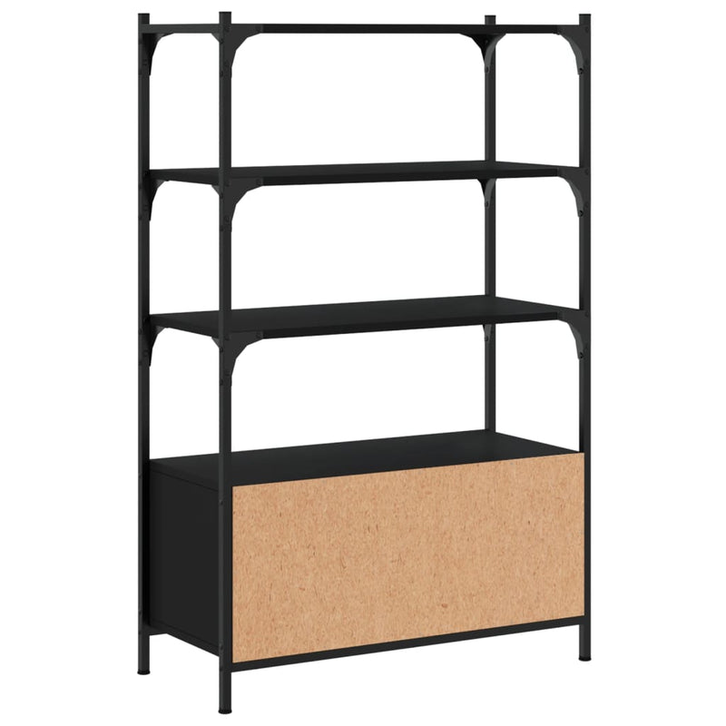 vidaXL 3 szintes fekete szerelt fa könyvespolc 70 x 30 x 109,5 cm