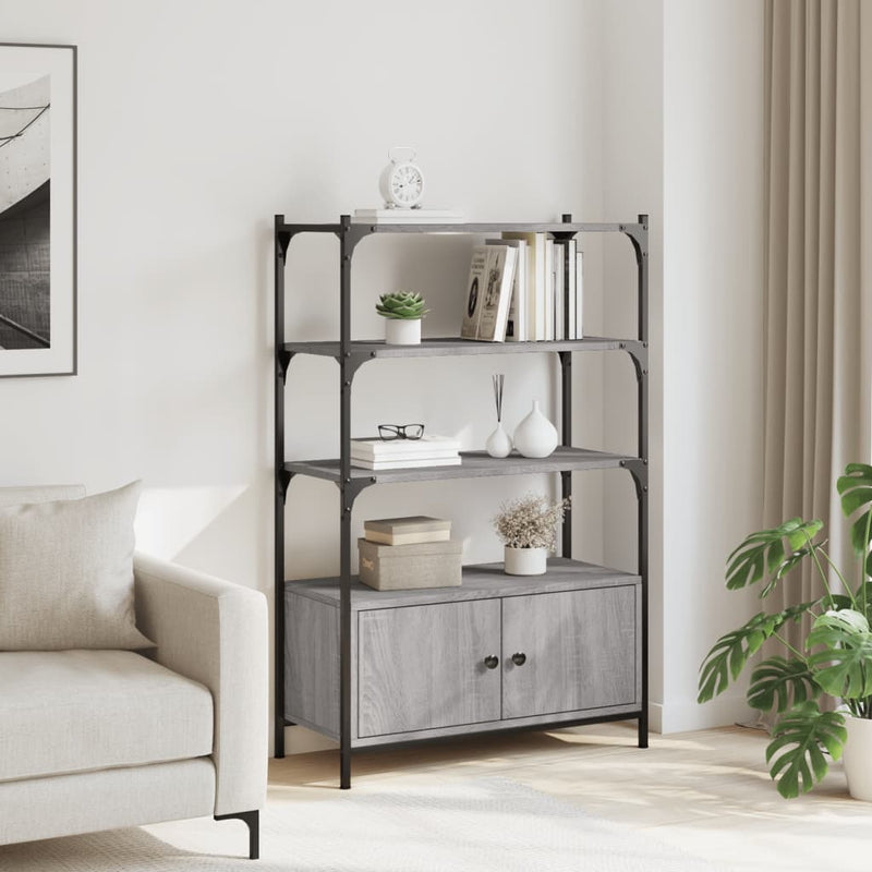vidaXL 3 szintes szürke sonoma szerelt fa könyvespolc 70x30x109,5 cm