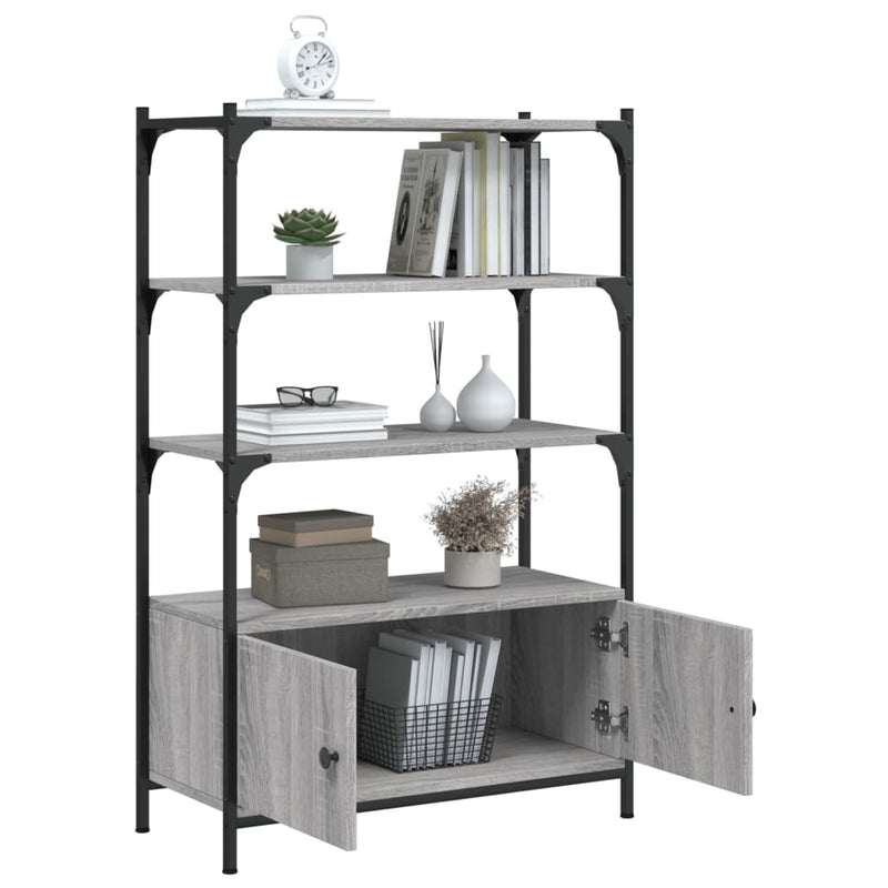 vidaXL 3 szintes szürke sonoma szerelt fa könyvespolc 70x30x109,5 cm