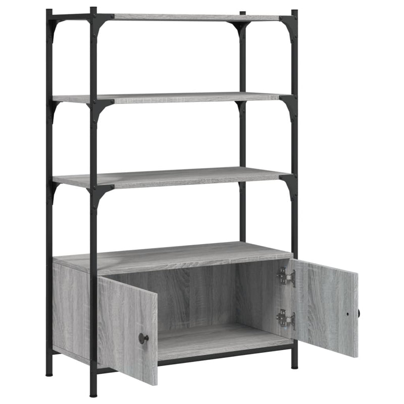vidaXL 3 szintes szürke sonoma szerelt fa könyvespolc 70x30x109,5 cm