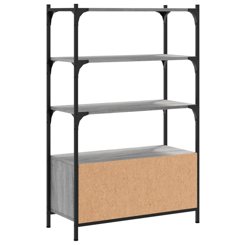 vidaXL 3 szintes szürke sonoma szerelt fa könyvespolc 70x30x109,5 cm