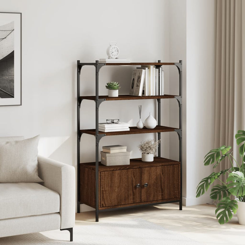 vidaXL 3 szintes barna tölgy szerelt fa könyvespolc 70 x 30 x 109,5 cm