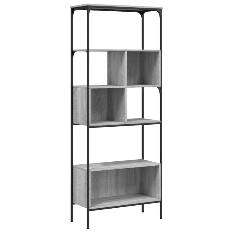 vidaXL 5 szintes szürke sonoma szerelt fa könyvespolc 76x33x188,5 cm
