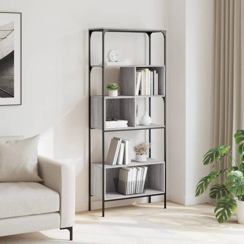 vidaXL 5 szintes szürke sonoma szerelt fa könyvespolc 76x33x188,5 cm