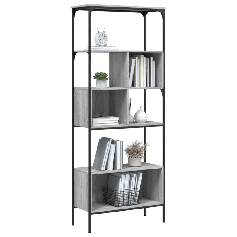 vidaXL 5 szintes szürke sonoma szerelt fa könyvespolc 76x33x188,5 cm