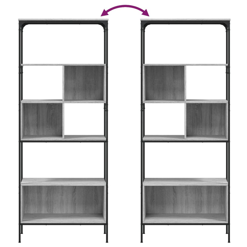 vidaXL 5 szintes szürke sonoma szerelt fa könyvespolc 76x33x188,5 cm