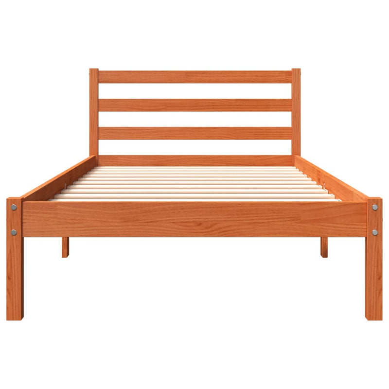vidaXL viaszbarna tömör fenyőfa ágy matrac nélkül 75 x 190 cm