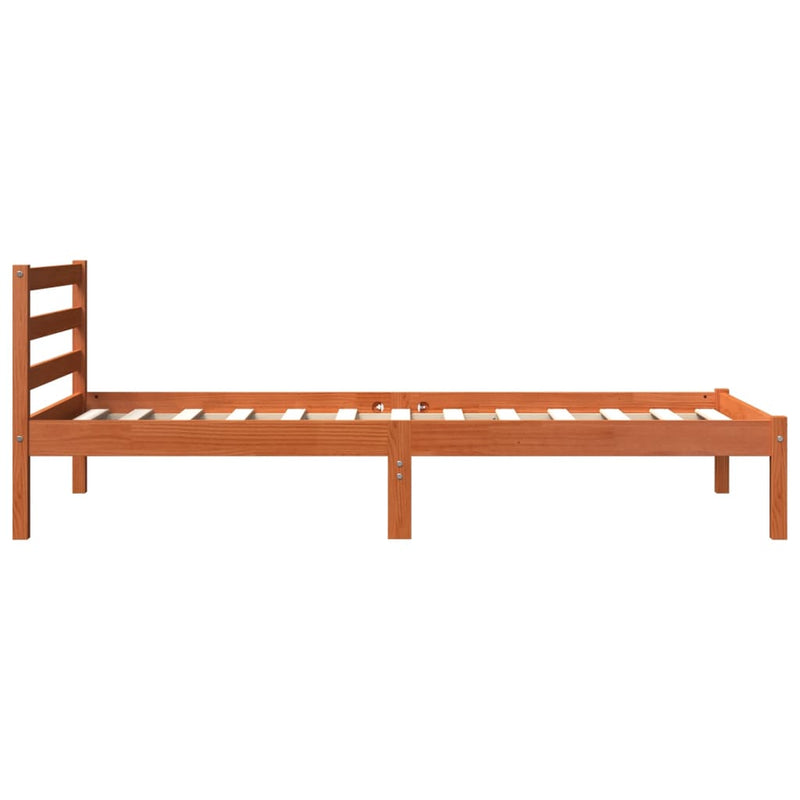 vidaXL viaszbarna tömör fenyőfa ágy matrac nélkül 75 x 190 cm