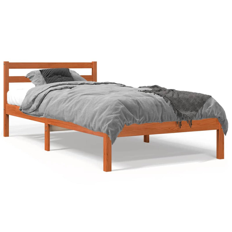 vidaXL viaszbarna tömör fenyőfa ágy matrac nélkül 75 x 190 cm