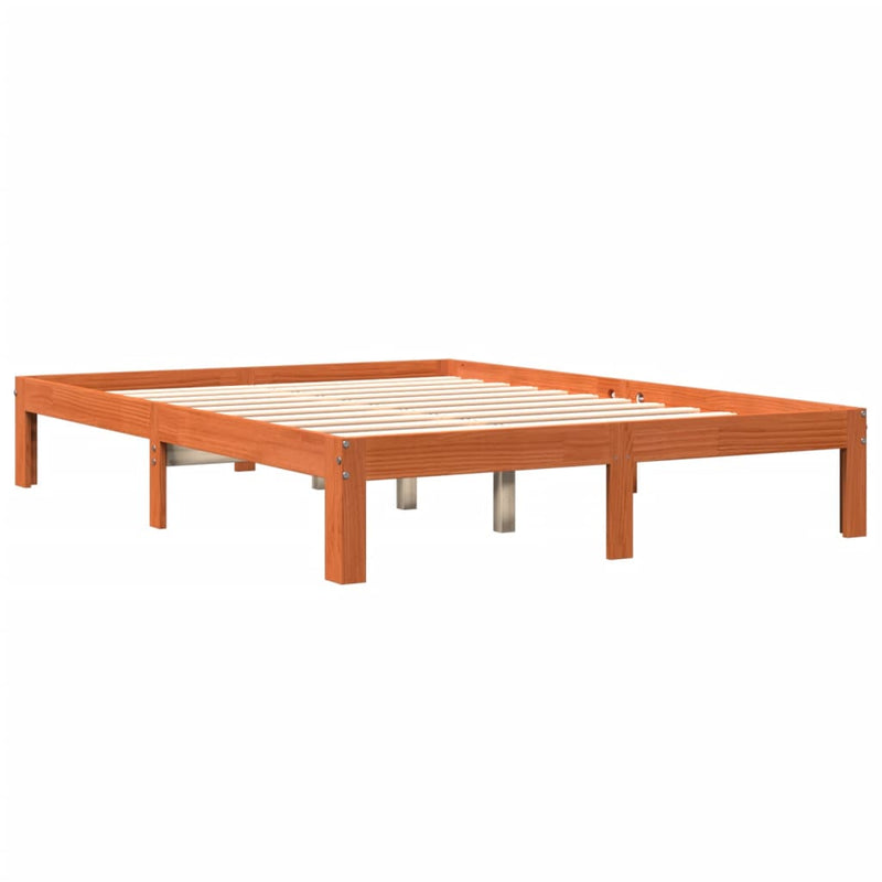vidaXL viaszbarna tömör fenyőfa ágy matrac nélkül 140 x 190 cm