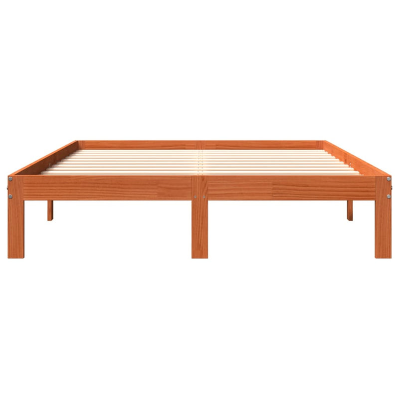 vidaXL viaszbarna tömör fenyőfa ágy matrac nélkül 140 x 190 cm