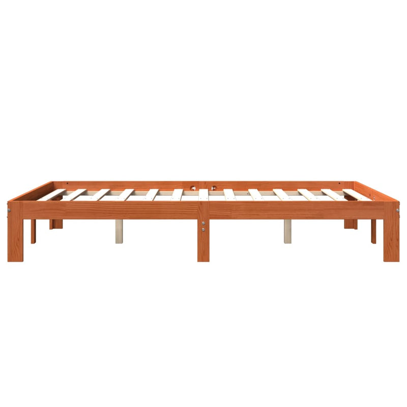vidaXL viaszbarna tömör fenyőfa ágy matrac nélkül 140 x 190 cm