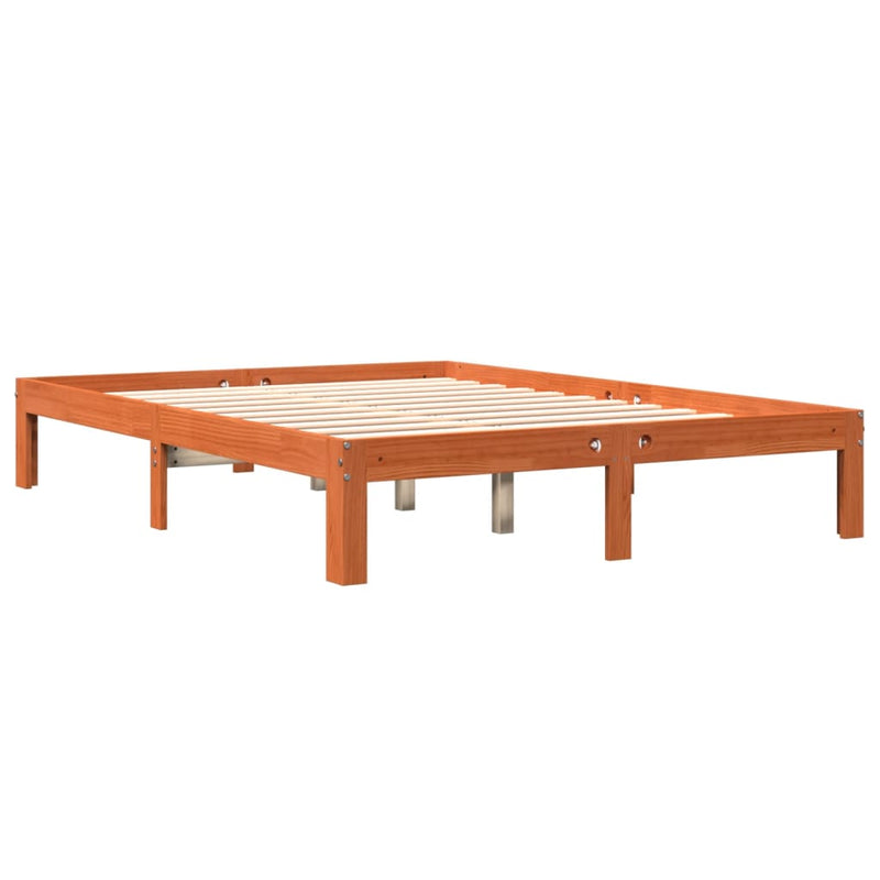 vidaXL viaszbarna tömör fenyőfa ágy matrac nélkül 140 x 190 cm