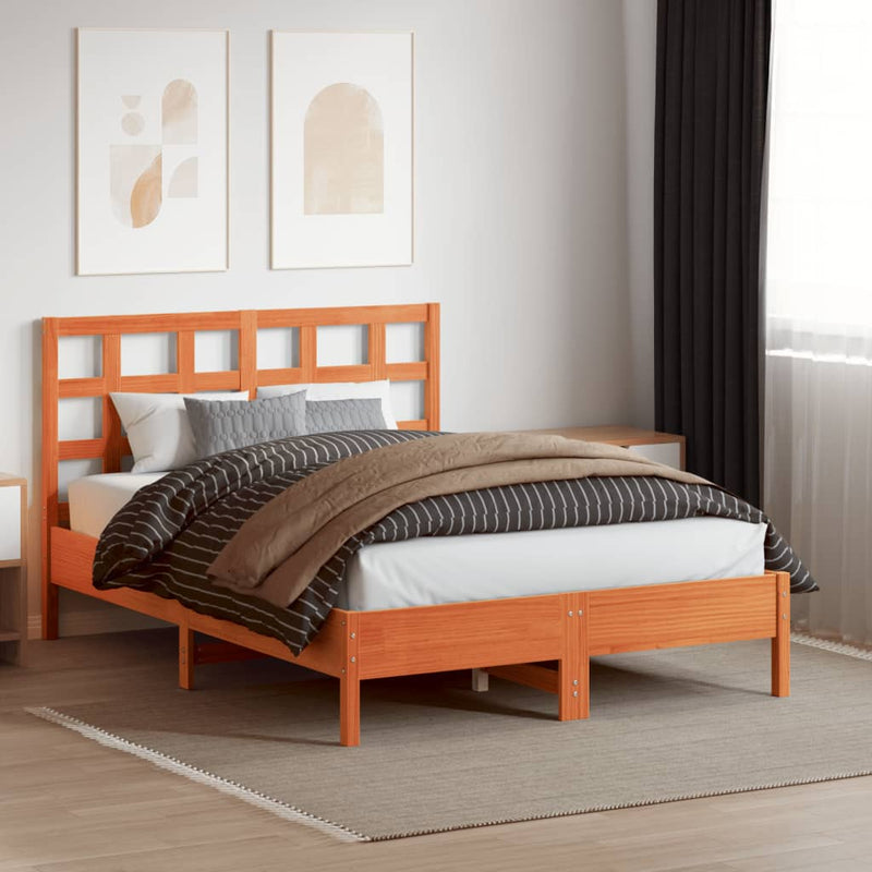 vidaXL viaszbarna tömör fenyőfa fejtámla 135 cm