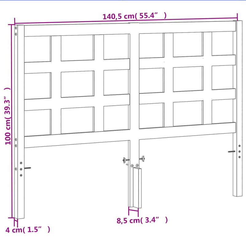 vidaXL viaszbarna tömör fenyőfa fejtámla 135 cm