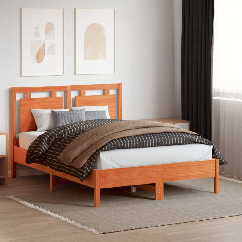 vidaXL viaszbarna tömör fenyőfa fejtámla 135 cm
