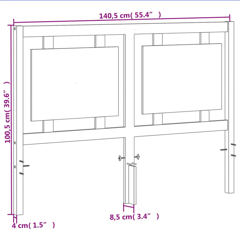 vidaXL viaszbarna tömör fenyőfa fejtámla 135 cm