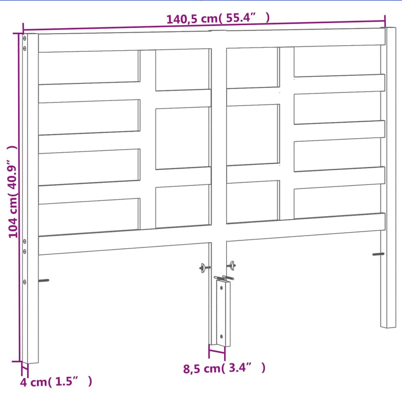 vidaXL viaszbarna tömör fenyőfa fejtámla 135 cm