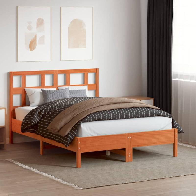 vidaXL viaszbarna tömör fenyőfa fejtámla 135 cm