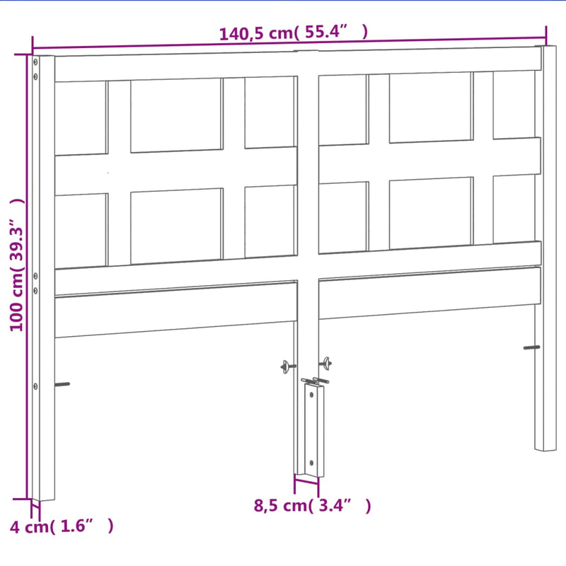 vidaXL viaszbarna tömör fenyőfa fejtámla 135 cm