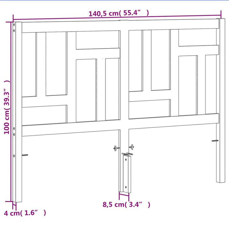 vidaXL viaszbarna tömör fenyőfa fejtámla 135 cm